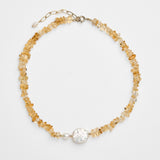 Sunbeam - Citrine and freshwater pearl beaded necklace for abundance
