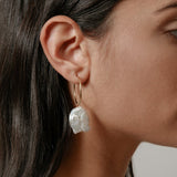 Pearl Hoop Earrings in Gold
