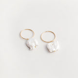 Pearl Hoop Earrings in Gold